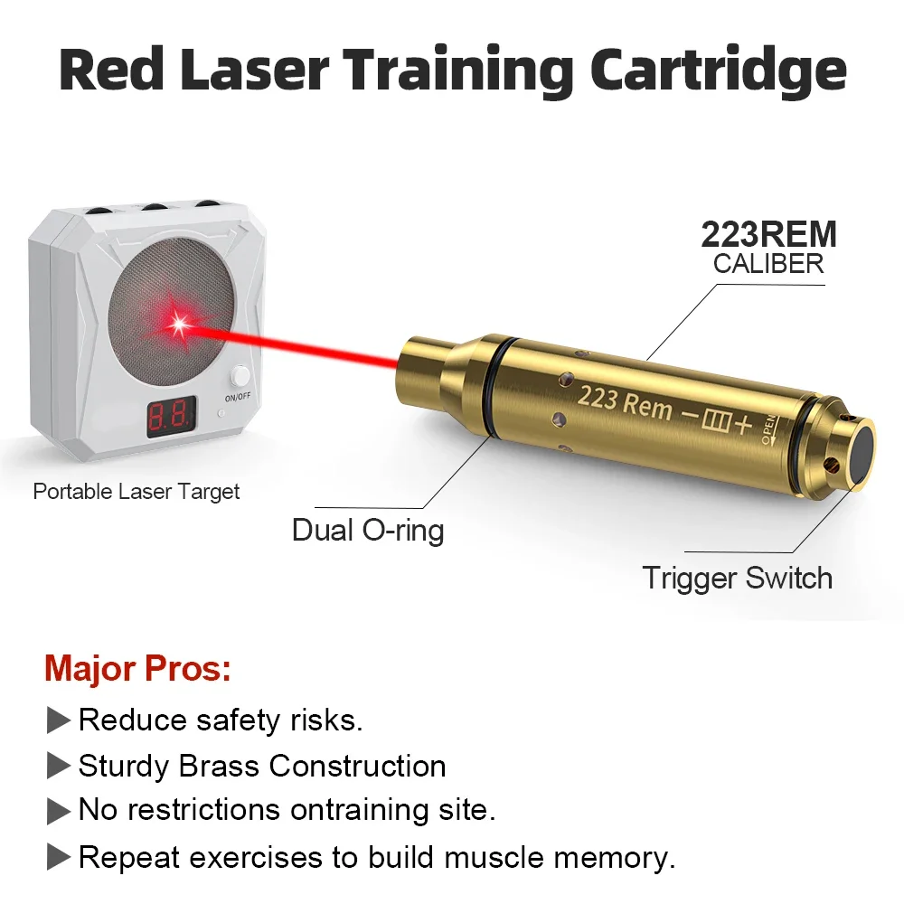223 Red Dot Laser Training Cartridge Dry Fire Tactical Bullet Trainer Pistol Marksmanship Practice Accuracy Improvement dry fire laser trainer laser bullet training cartridge