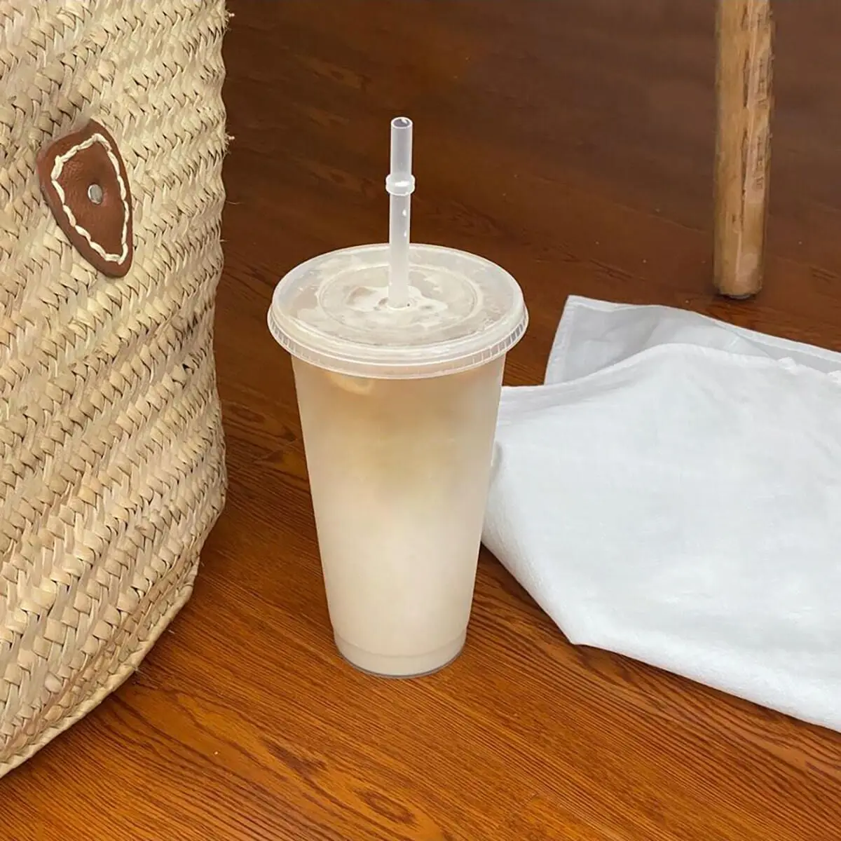 1pc-Transparent pp Lightweight Small Plastic Straw Cup Directly Supplied By Manufacturer 500ml 700ml Portable Plastic Cups