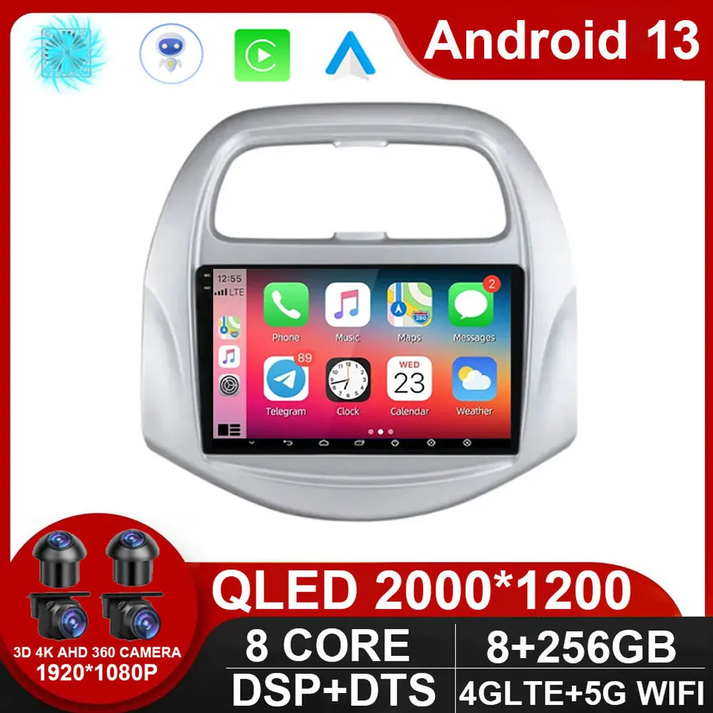 

For Chevrolet Spark Baic Beat Daewoo Matiz 2018 - 2022 Car Radio Multimedia Video Player Navigation Android auto Android 13 DSP