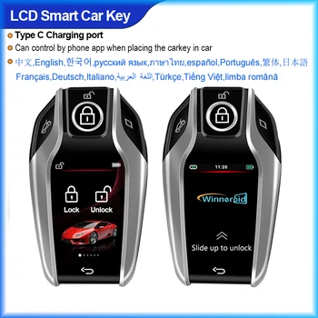 Display LCD per Chiave Auto Intelligente con 4 Pulsanti, Multilingue, Ricarica Tipo C, Accesso Senza Chiave