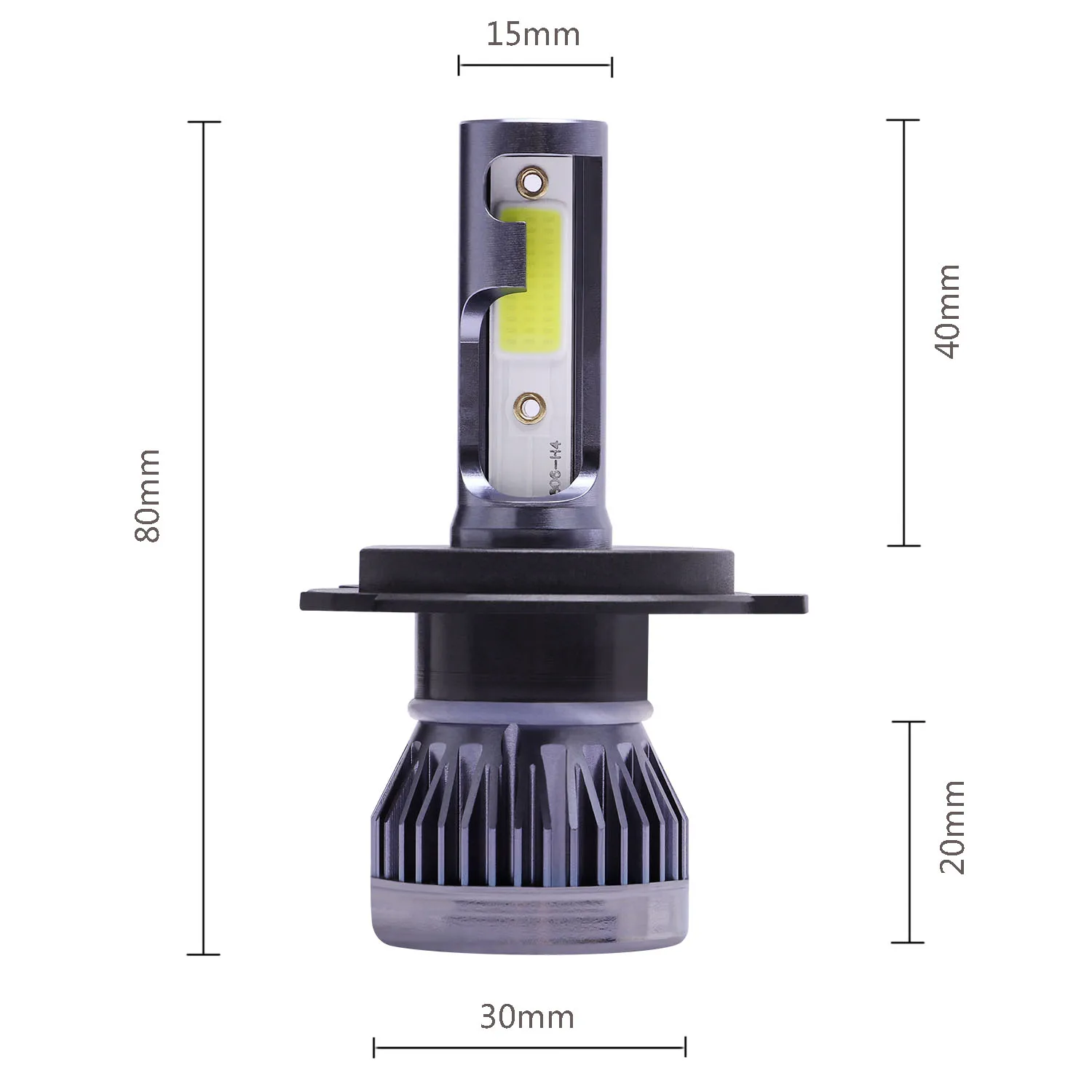 Mini farol do carro lâmpada LED, farol Turbo, H4, H1, H7, H8, H11, 9005, HB3, 9006, HB4, 9004, HB1, H3, HB5, H13, 20000LM, 12V, PCes 2