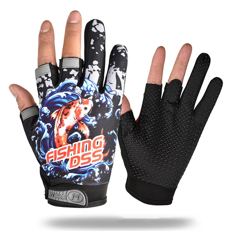 Fishing Gloves Cycling Gloves Breathable Three Fingers Elastic Summer Sunscreen Fishing Apparel Sports Anti-slip