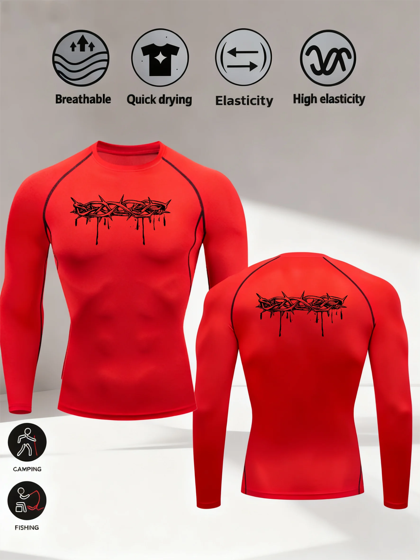 Men‘s Thorns print Compression Running T-Shirt Fitness Tight Long Sleeve Sport T-shirt Training Jogging Shirts Quick Dry Clothes 16 S8ed4fcb8a78645fcbabe8d14c3f9d13da