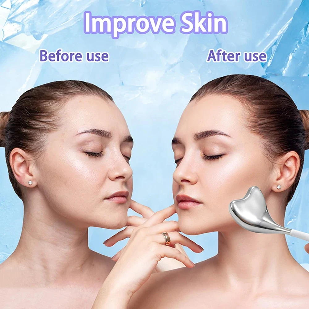 Neck Face Massager Skin Care Device Cooling Spa Ice Globes Roller Stainless Steel Gua Sha Cryo Sticks Face Eyes Massager Gifts Women
