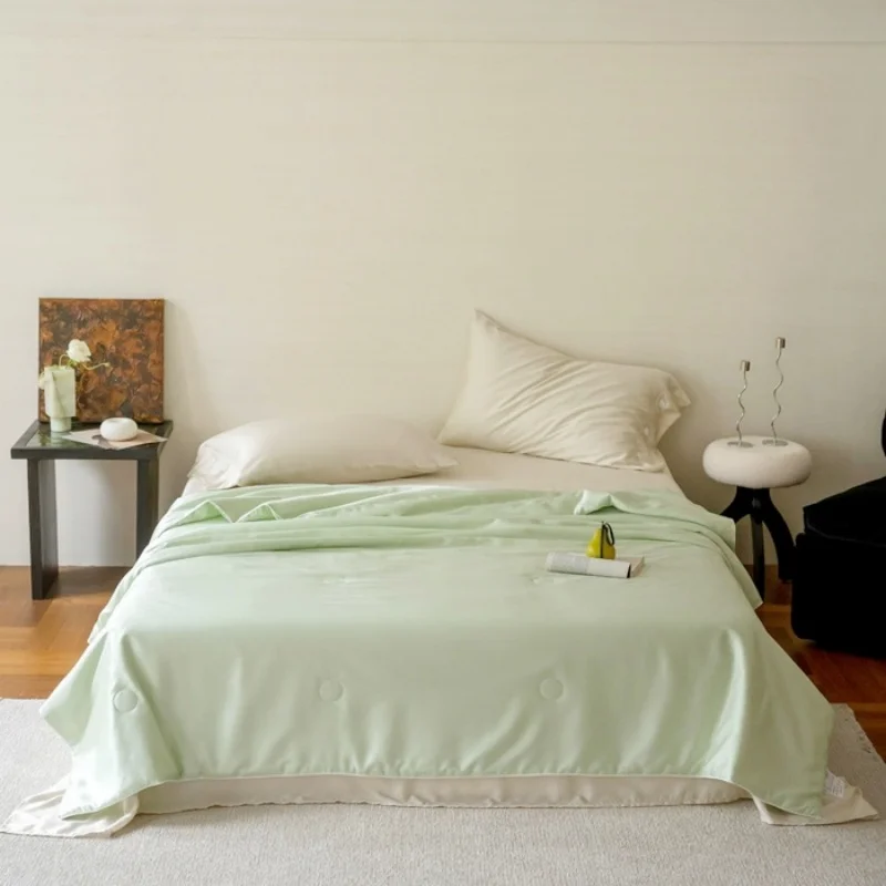 2026 Cooling Summer Quilt Set Green Cool Feeling Comforter+Pillowcase ...