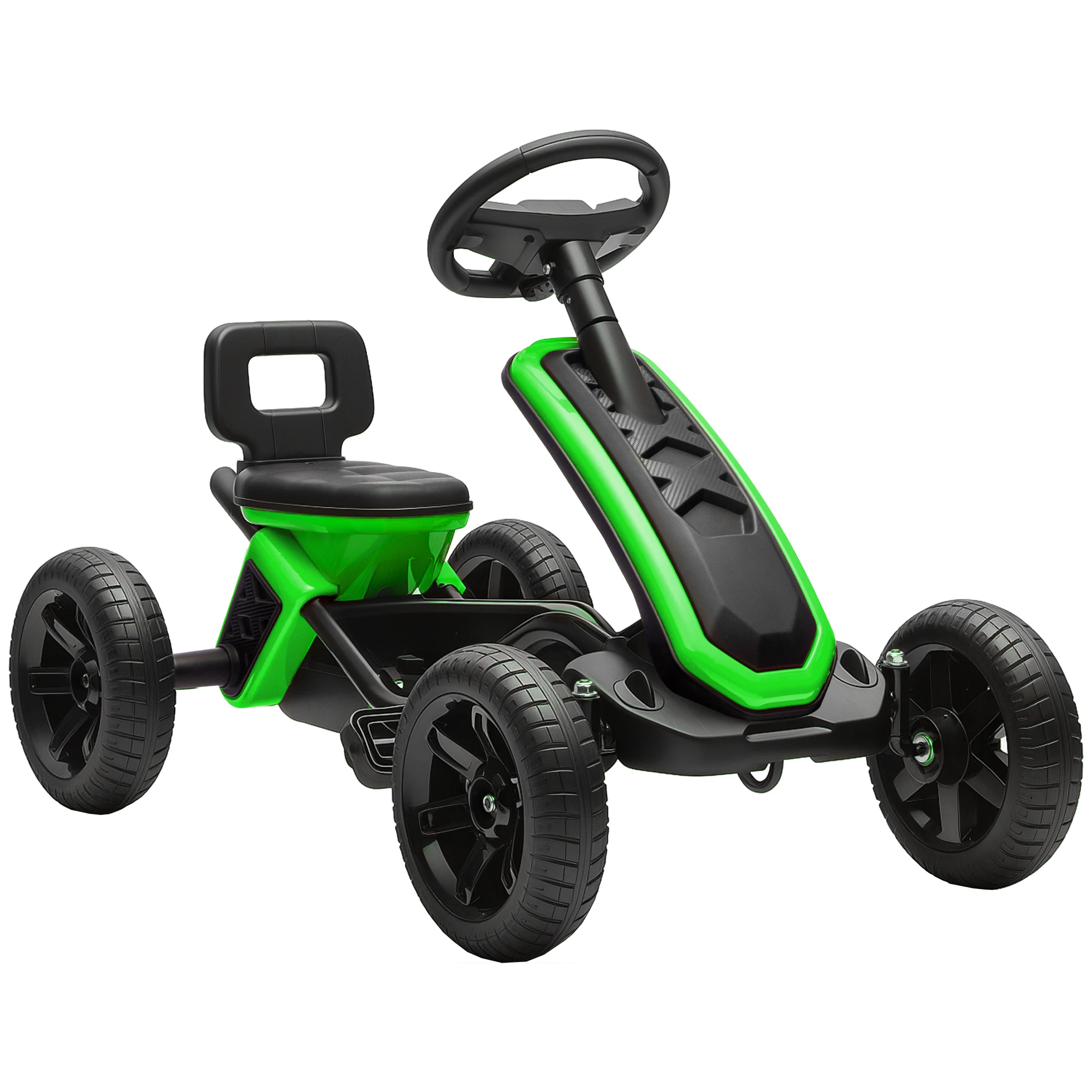 AIYAPLAY Go Kart De Pedales Para Niños De 2 A 5 Años – Marco Metálico, Ruedas EVA Antideslizantes, Carga 30 Kg, Color Verde