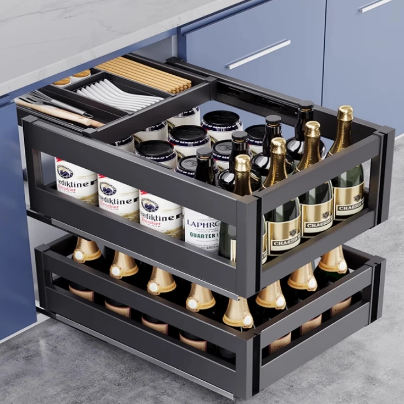 Layered Drawer Seasoning Basket Kitchen Cabinet Seasoning Basket Drawer