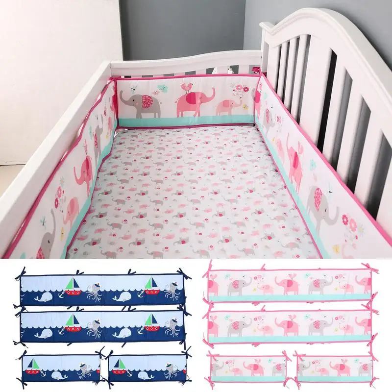 

Children's Bed Barriers 4PCS Baby Bed Bumpers Crib Cot Protector Infant Cotton Newborns Around Cushion Baby Accessories