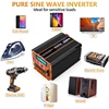 4000 Watt Pure Sine Wave Power Inverter 24V DC to 110V 120V Converter for Family RV Off Grid Solar System Car with Type-C Ports 5
