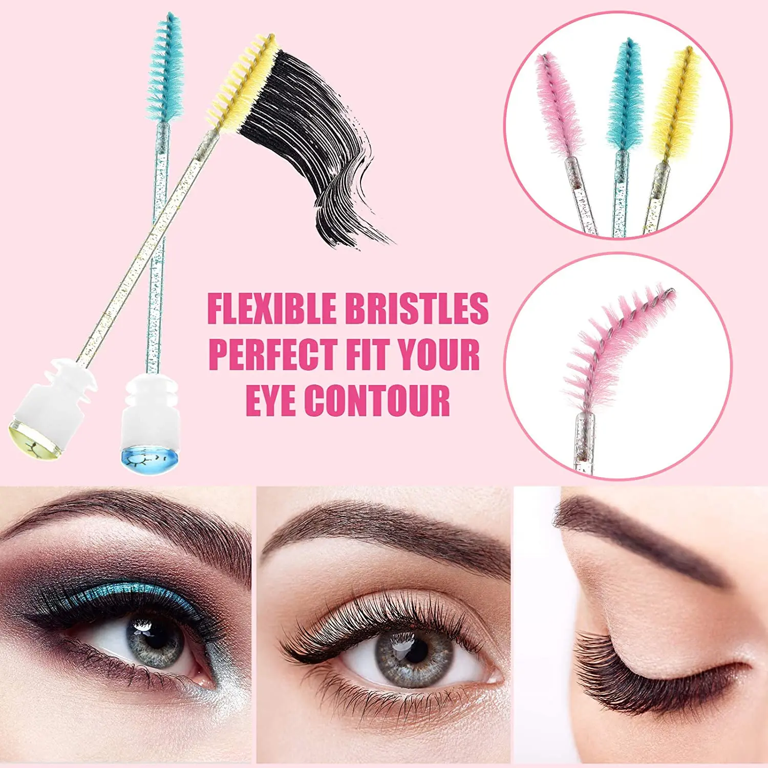 Reusable Eyebrow Brush Tube 50pcs Disposable Eyelash Brush Eyebrow With Eelash Resin Drill Replaceable Makeup Brushes