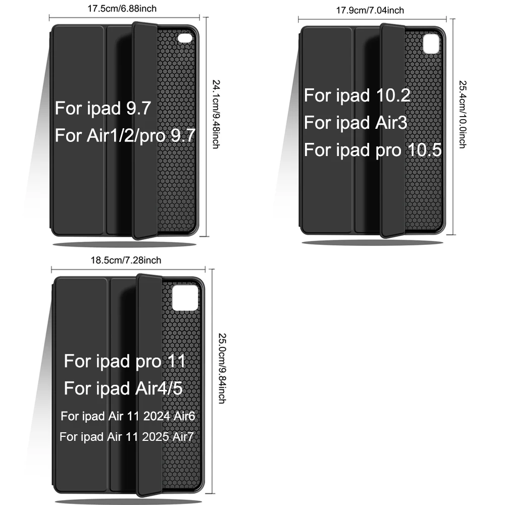 Premium Synthetic Leather Smart Case - Automatic Wake/Sleep, Solid Color, Business Style