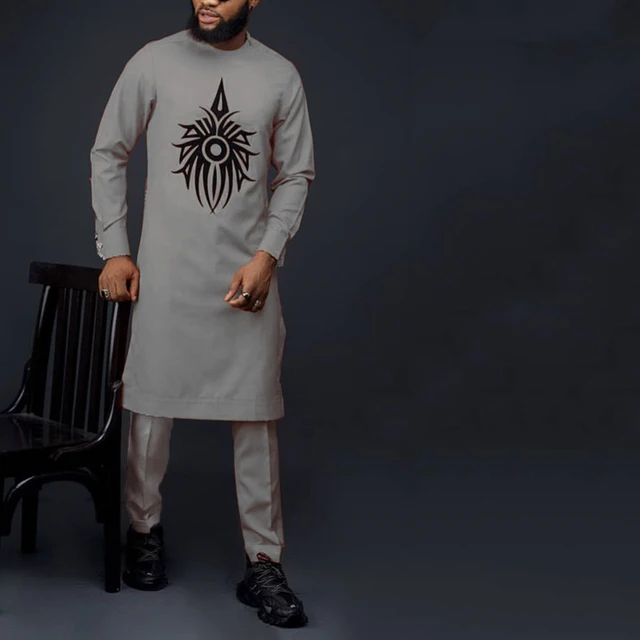 Dayo Embroidered Long Sleeve Dashiki Outfit - Image 4