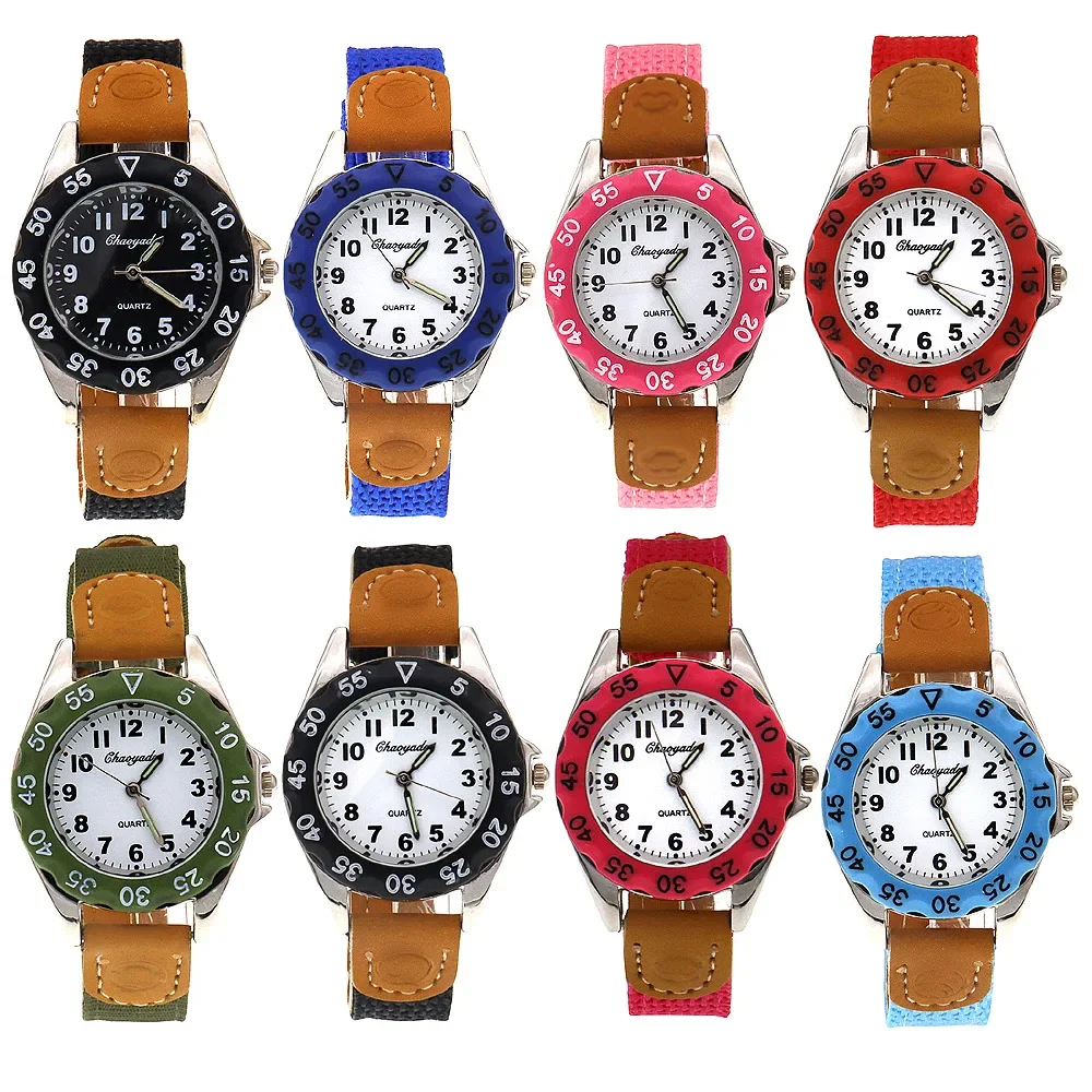 Fashion Children Watches Luminous Nylon Band Kids Watch Boy Girls Wrist Quartz Sports Wristwatches 2