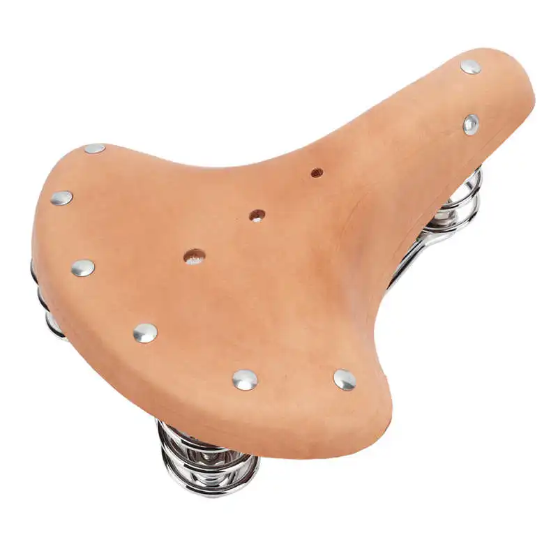 

Vintage Classic Style Cow Leather Bicycle Saddle Retro Bicycle Cushion with Springs for Outdoor Cycling Comfortable