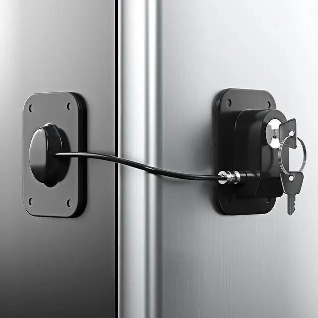 Serrure de réfrigérateur, serrure de réfrigérateur avec protection en fil de silicone, serrures de réfrigérateur pour enfants, serrures d'armoire faciles à utiliser et à installer avec clé 1