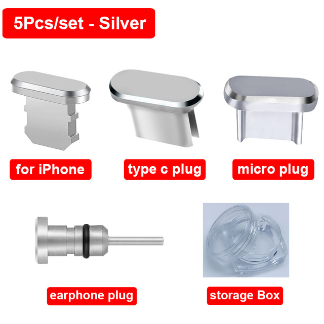 Metal Anti Dust Plug USB Type C Micro Charging Port Protector USB C 3.5mm Earphone Jack Sim Card For iPhone Redmi Samsung