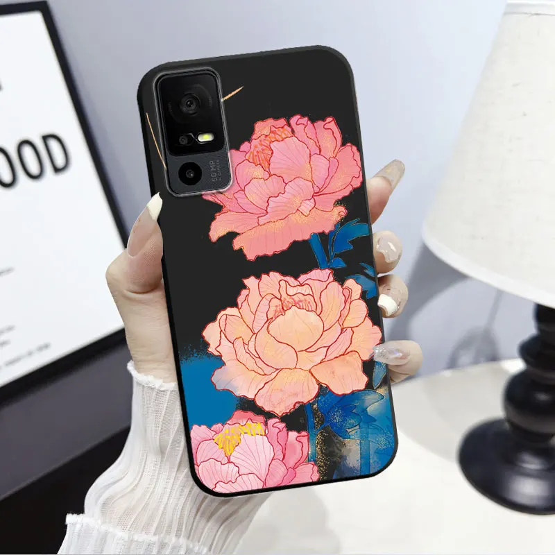 Panda Floral Soft Silicone Shockproof Phone Back Cover