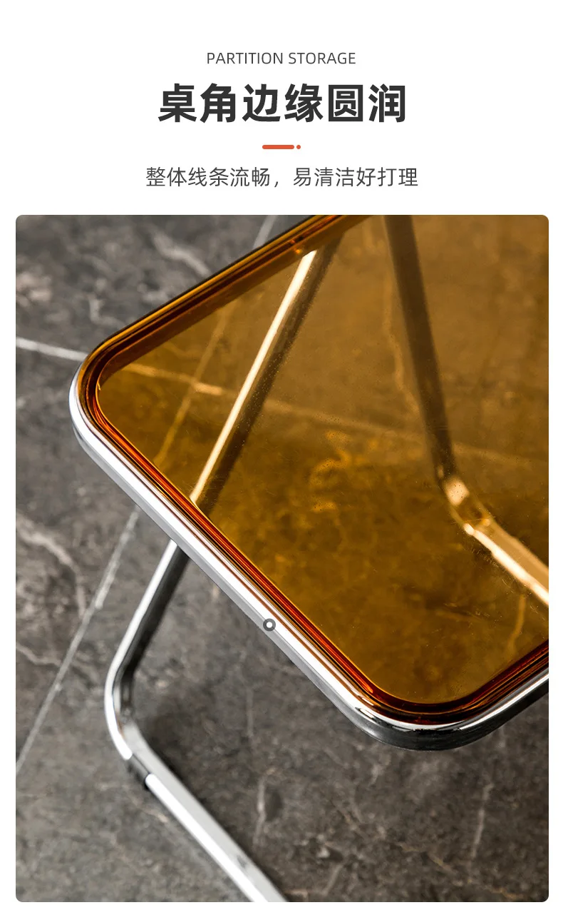 Description Picture 6 of itemAcrylic Transparent Several Family Living Room Sofa Small Coffee Table Bedroom Nightstand Foldable Small Table Corner Several