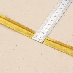 Metallic Gold and Silver Polyester Bias Tape with Cord - 15mm Width for DIY Crafts and Hemming (Golden)