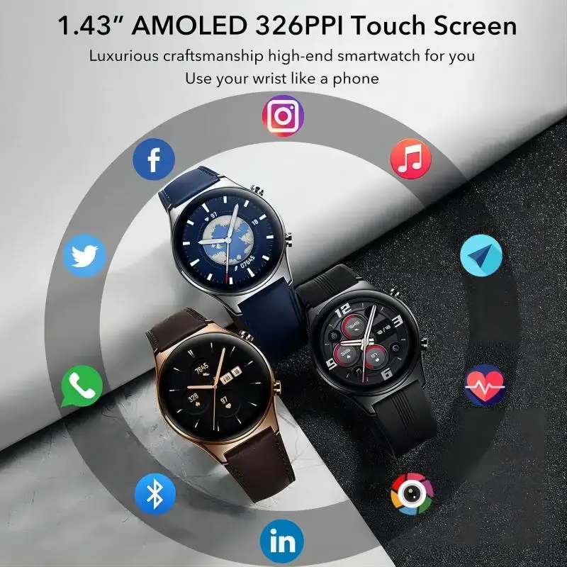 HONOR Watch GS 3 ۷ι  3D   Ʈġ, GS3 1.43 ġ AMOLED ũ, 8 ä Ȯ ǰ ͸ ð