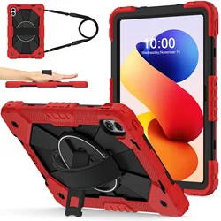 Enhanced Protective Tablet Case with Shoulder Strap, Heavy Duty Design for Redmi Pad 2Pro 12.1 (Red black)