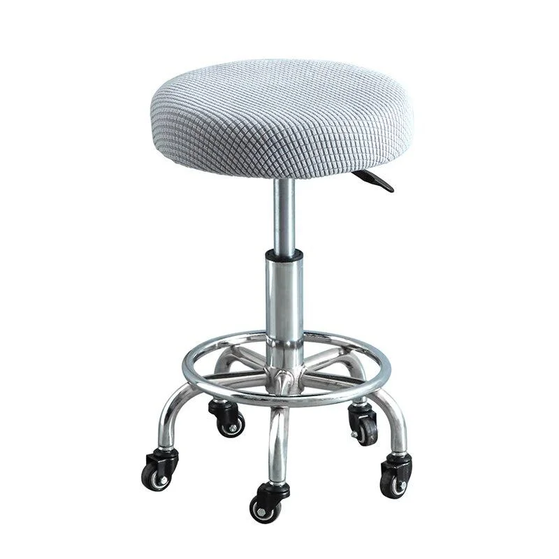 Polar Fleece Round Bar Stool Slipcover - Removable, Washable Solid Seat Protector