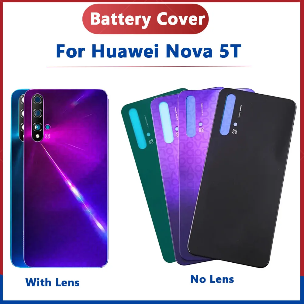 

Новинка AAA для Huawei Nova 5T Задняя Крышка батарейного отсека 3D стеклянная панель задняя дверь Nova 5T стеклянный корпус с заменой клея для объектива