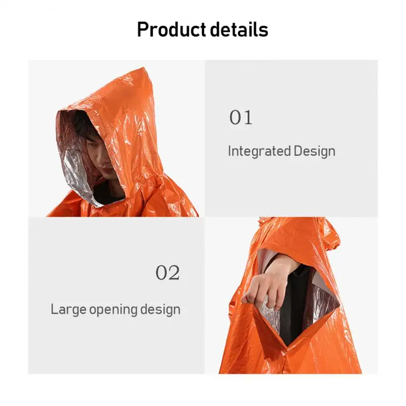 4Pcs Emergency Rain Poncho with Mylar Blanket Liner-Survival Blankets For Car-Heavy Duty, Waterproof Camping Equipment