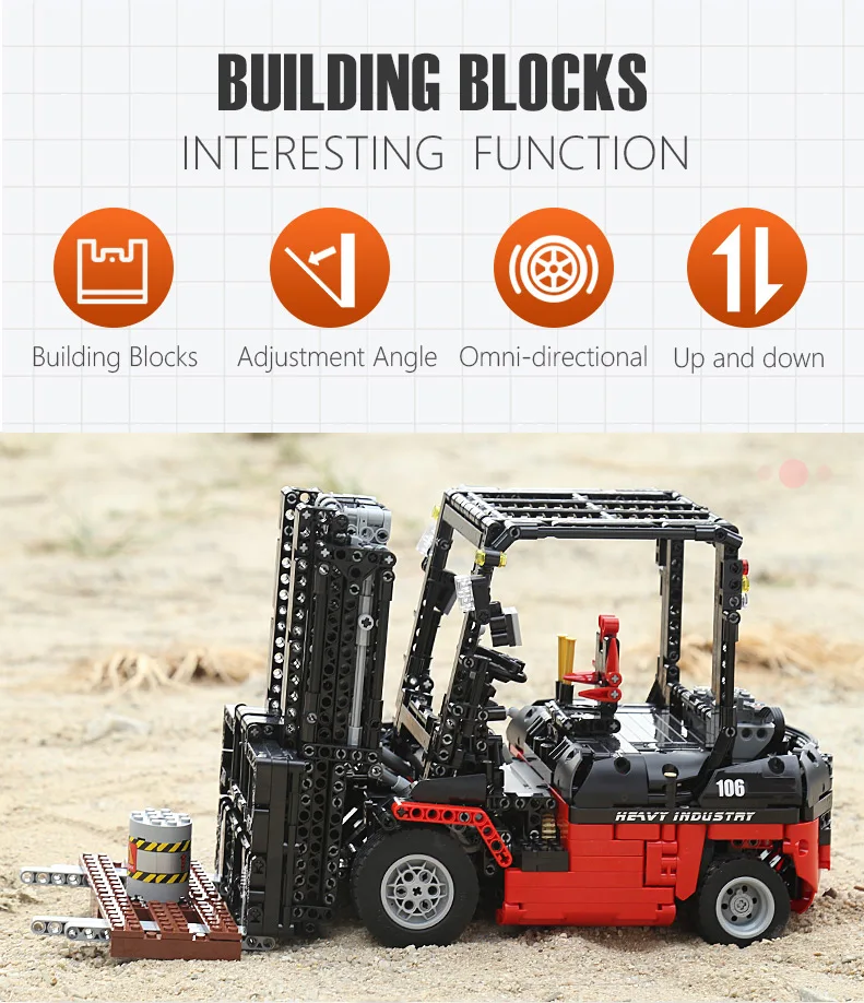 Mould King 13106 Technisches Auto-Spielzeug Das MOC-3681 APP&RC Custom Gabelstapler-Modell Bausteine Kinder Weihnachtsgeschenk – Detail 2