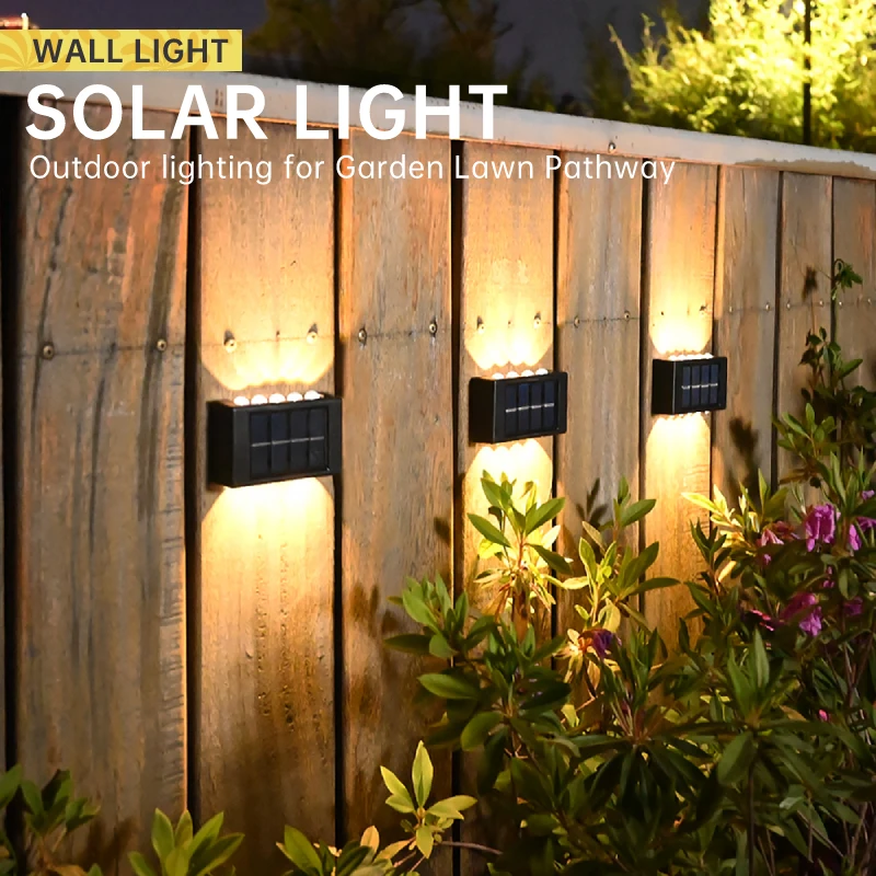 Lámpara Solar de pared para exteriores, iluminación luminosa impermeable hacia arriba y hacia abajo para patio, calle, paisaje, decoración de jardín