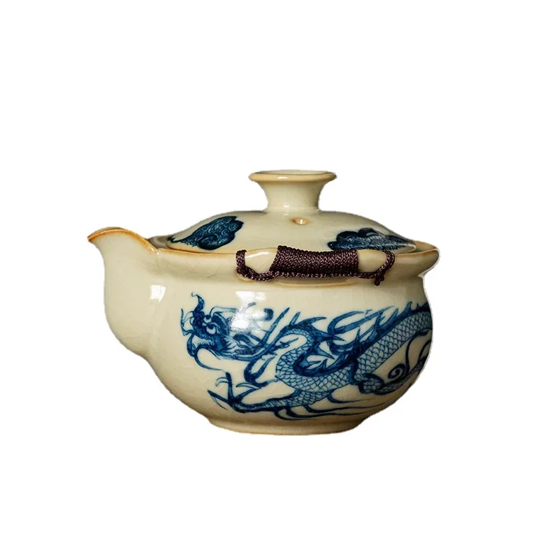 Ru Kiln Cha Wan Tea Cup Blue and White Hand Grab Pot Chinese