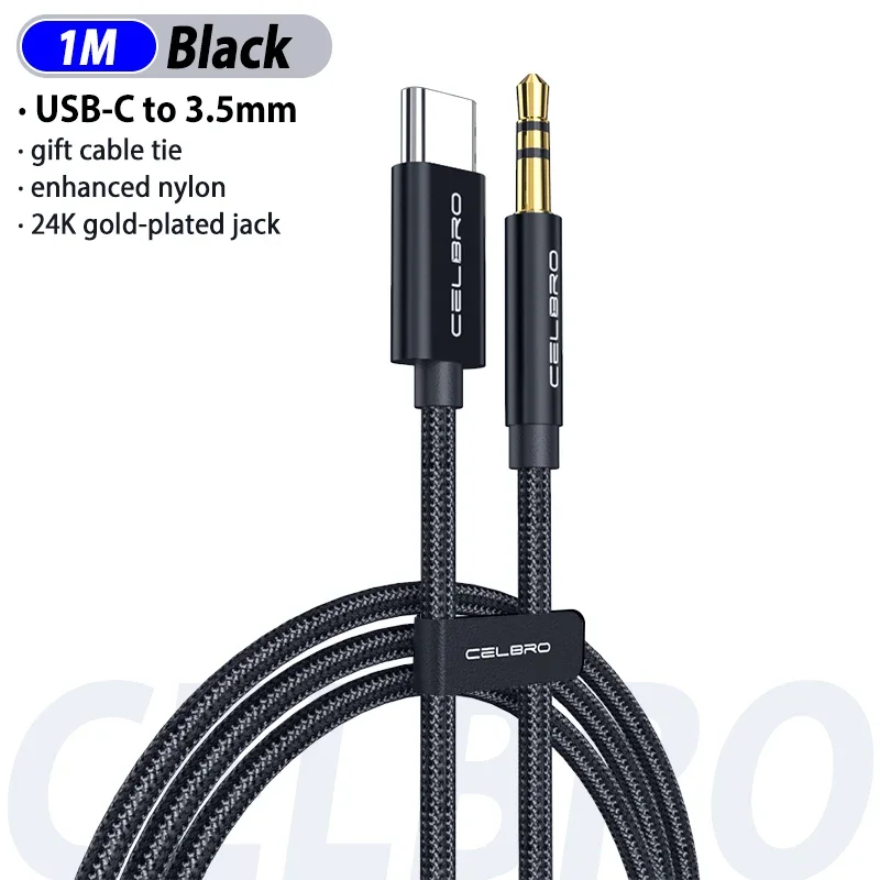 Universal USB Type-C to 3.5mm Audio Adapter Cable for Headphones and Speakers