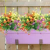 5PCS Artificial Flowers for Outdoor Decoration Spring Summer Decoration UV Resistant Plastic Greenery Shrubs Home Garden Decor 4
