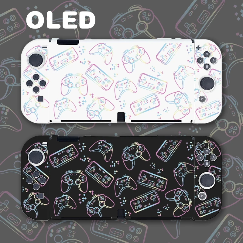 Console Di Gioco Al Neon Estetica Funda Nintendo Switch Custodia Protettiva Oled Cover Morbida In Tpu Controller Joycon Accessori Da Gioco