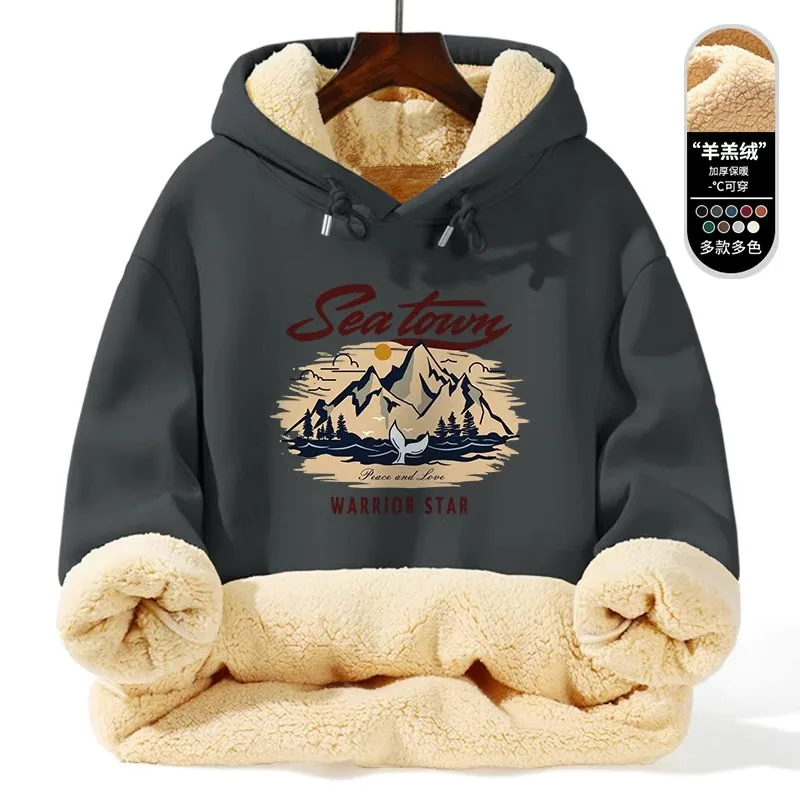 Warm Lamb Fur Hoodie - Men's Thick Hooded Coat 5XL | Loose Sports Sweatshirt