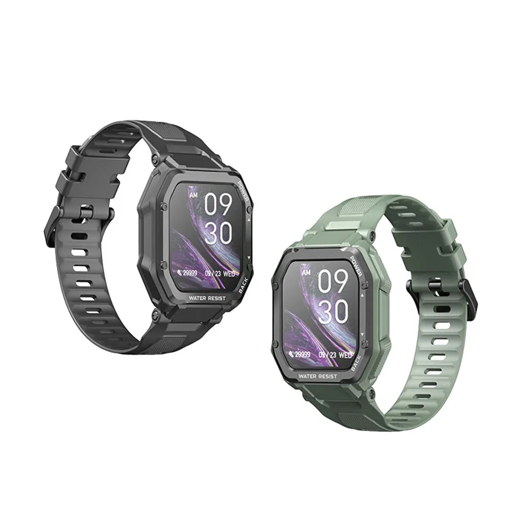 

Smart Watch Bluetooth-compatible 5 0 Rectangular Battery Operated Multi-modes 350mAh APP Heart Rate Wristwatch Green