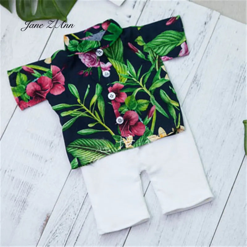 Newborn photography beachwear baby boy 100 days photo studio photography clothing props hawaii style printing shirt clothing