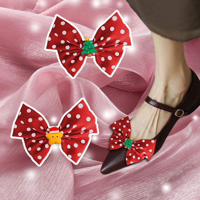 

1 Pair Decorative Bow Shoe Clips Star Christmas Shoe Embellishment Removable Shoe Accessories for Ladies DIY Shoe Decoration