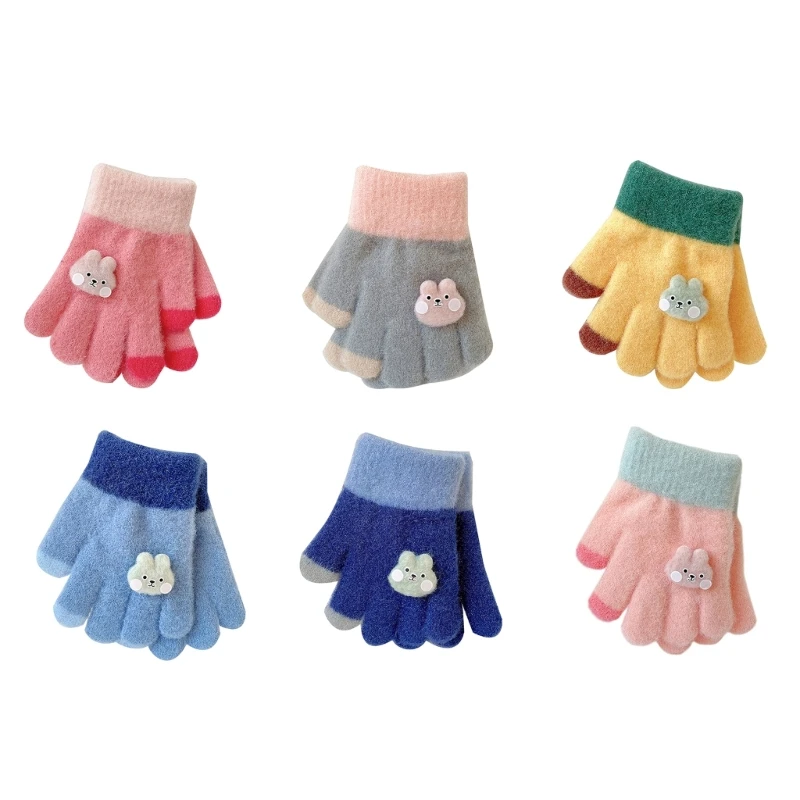 

Winter Gloves for Kids Boys or Girls Knit Gloves Full Finger Mittens Windproof