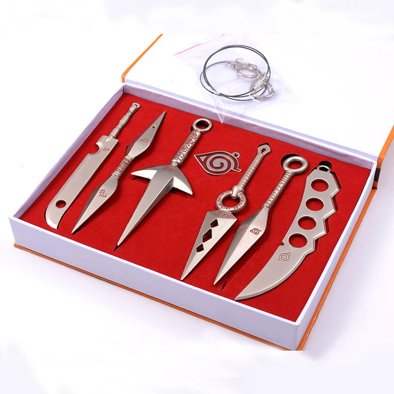 Naruto Cosplay Accessories Anime Figure Kakashi Kunai Shuriken Weapon Collection Set of 7 Children Toys Birthday Gifts |