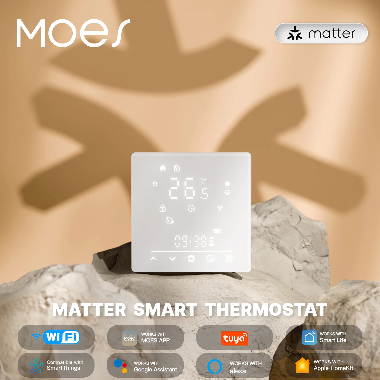 MOES Tuya Matter WiFi สมาร์ทเทอร์โมคอนโทรลเลอร์อุณหภูมิน้ําหม้อต้มไฟฟ้าเครื่องทําความร้อนด้วย Alexa Google Apple Smartthings 1