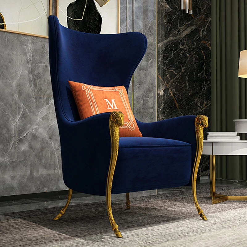 

Italian Light Luxury Single Sofa Chair Hotel Living Room Bedroom American Modern Minimalist High Back Leisure Furniture