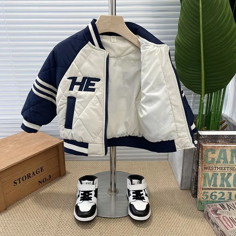 Boys Outerwear Winter Embroidery Fashion Thick Baseball Uniform Jacket Girl Kids Warm Coats Clothing Toddler Top Outfits 2-11Y - 6