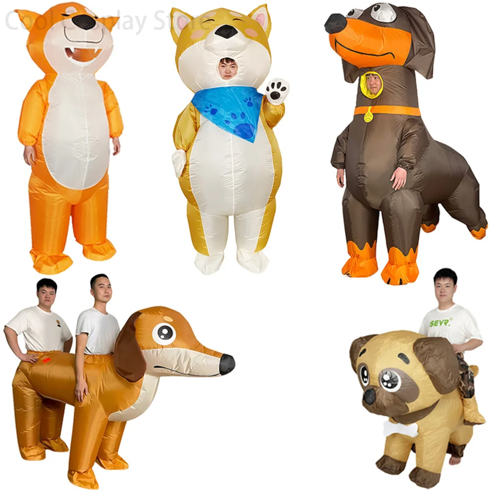 Adult Dog Inflatable Costumes Cute Animal Cartoon Doll Role-playing Outfit Halloween Carnival Party Performance Atmosphere Props