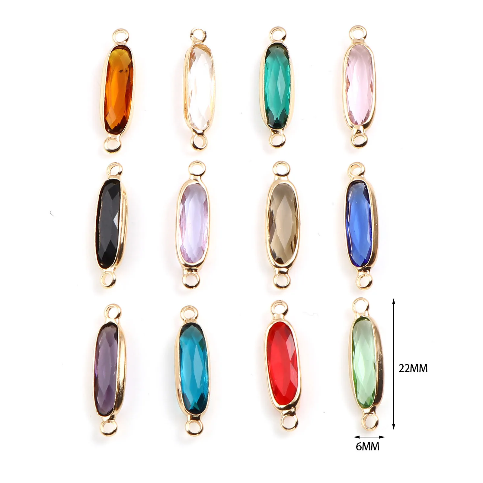 Doreen beads 5 Stück ovale Glas verbinder Kupfer Charms Gold Farbe für DIY Herstellung Halskette Armbänder Schmuck Ergebnisse 22mm x 6mm – Detail 1