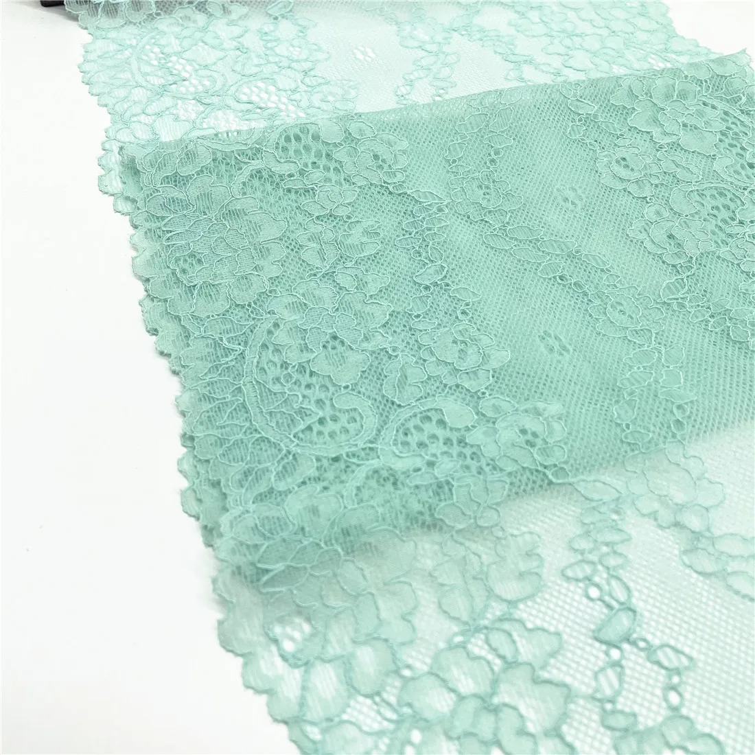 3y/lot Width 22cm Light Green Elastic Stretch Lace Trimming 3
