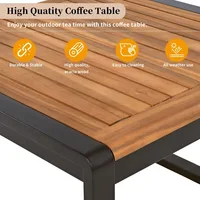 4-Piece Outdoor Patio Conversation Set – L-Shaped Sofa with Cushions, Metal & Wood Frame, Coffee Table - Image 6