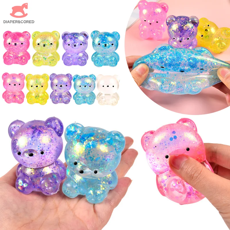 Sensory Fidget Toy Anti Stress Toy Fidget Toy 1pcs Random Glitter Gummy Bear Needoh Small Cute Animal Squeeze Toy