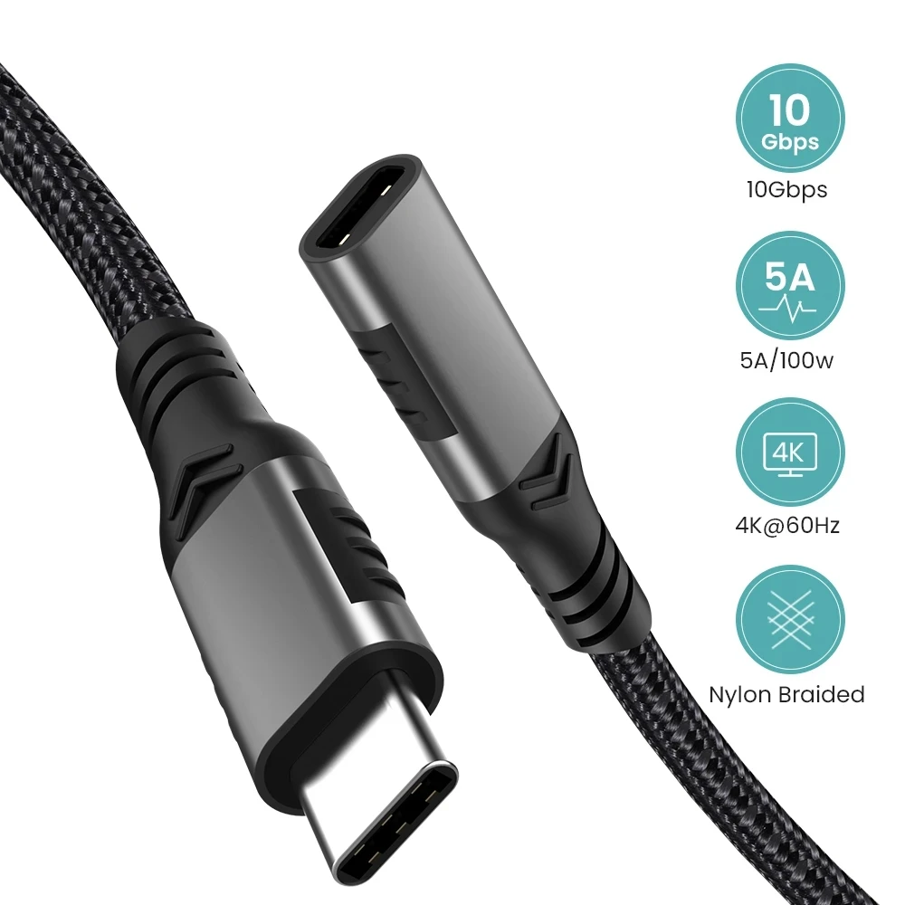 5A 100W - USB C  ̺  C USB3.2 Gen2 4K TV MacBook ġ      ڵ 1M 2M 3M