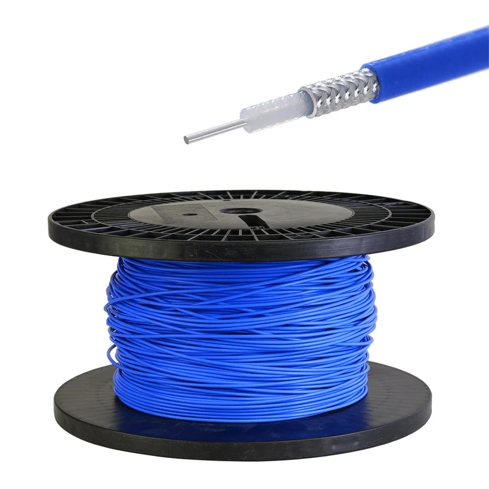Semi Flexible Coaxial Cable with Copper Braid and Blue FEP Jacket